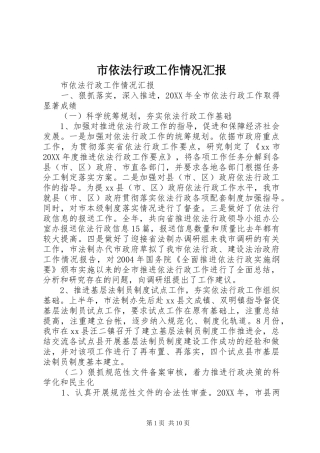 市依法行政工作情况汇报