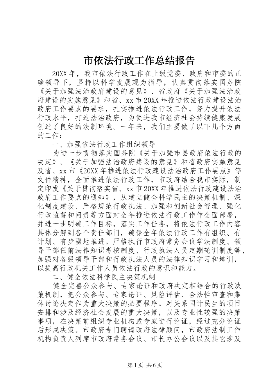 市依法行政工作总结报告_第1页