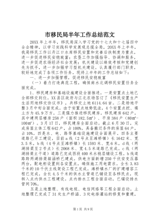 市移民局半年工作总结范文