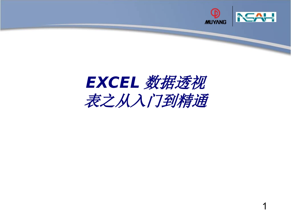 EXCEL数据透视表之从入门到精通专题培训课件_第1页