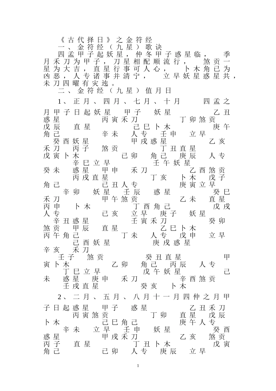 古代择日之金符经_第1页