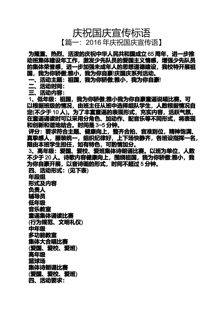 口号标语之庆祝国庆宣传标语_第1页