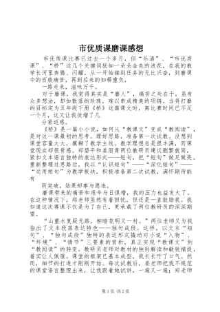 市优质课磨课感想