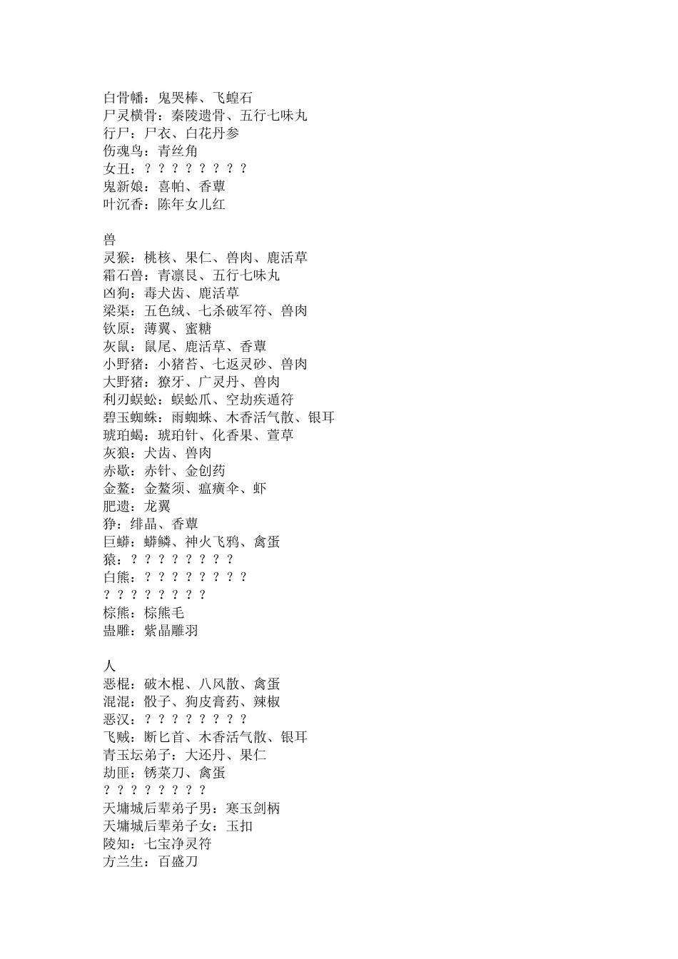 古剑奇谭所有掉落物品出处_第3页