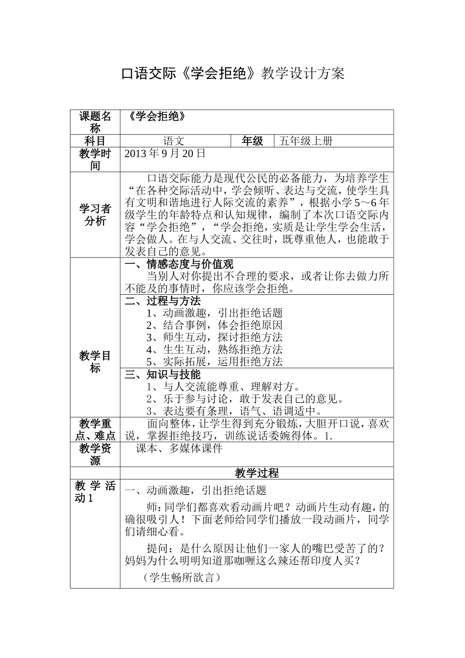 口语交际《学会拒绝》_第1页