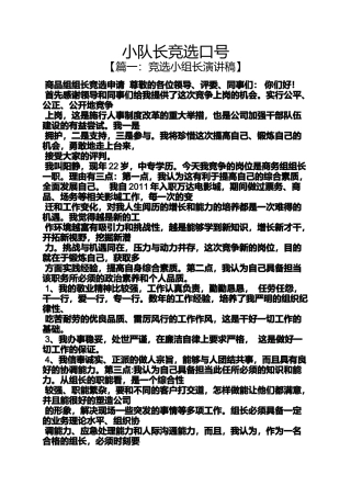 口号标语之小队长竞选口号