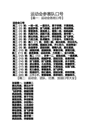 口号标语之运动会参赛队口号