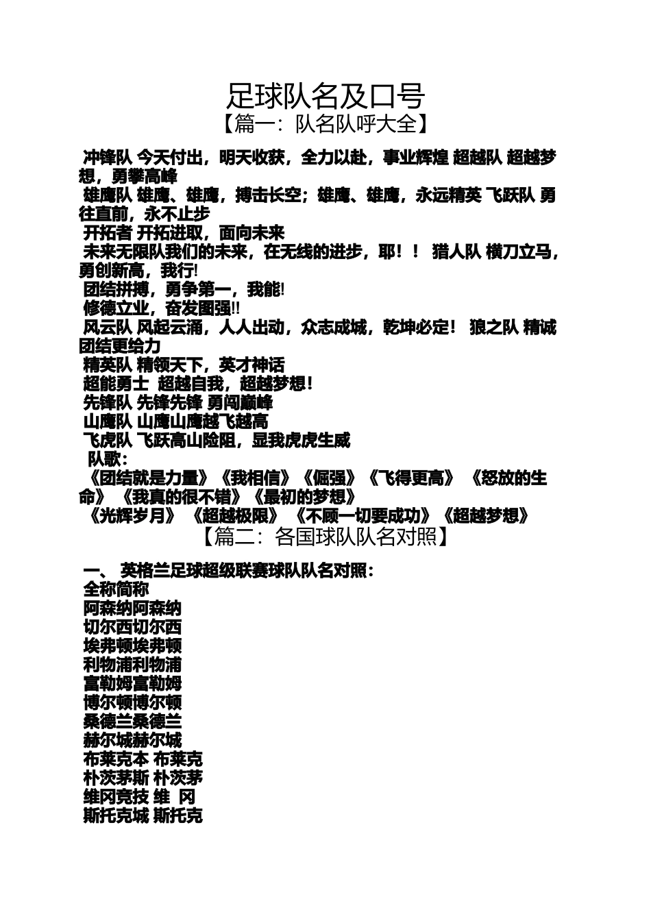 口号标语之足球队名及口号_第1页