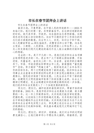 市长在春节团拜会上讲话