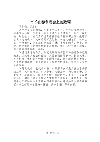 市长在春节晚会上的致词