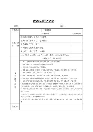 变电站施工站班会记录表