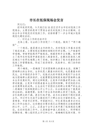 市长在低保现场会讲话