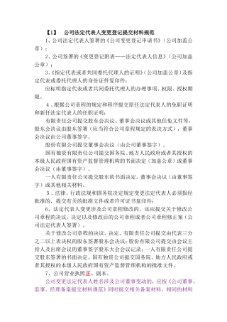 变更公司法定代表人(含董事、监事、经理备案)