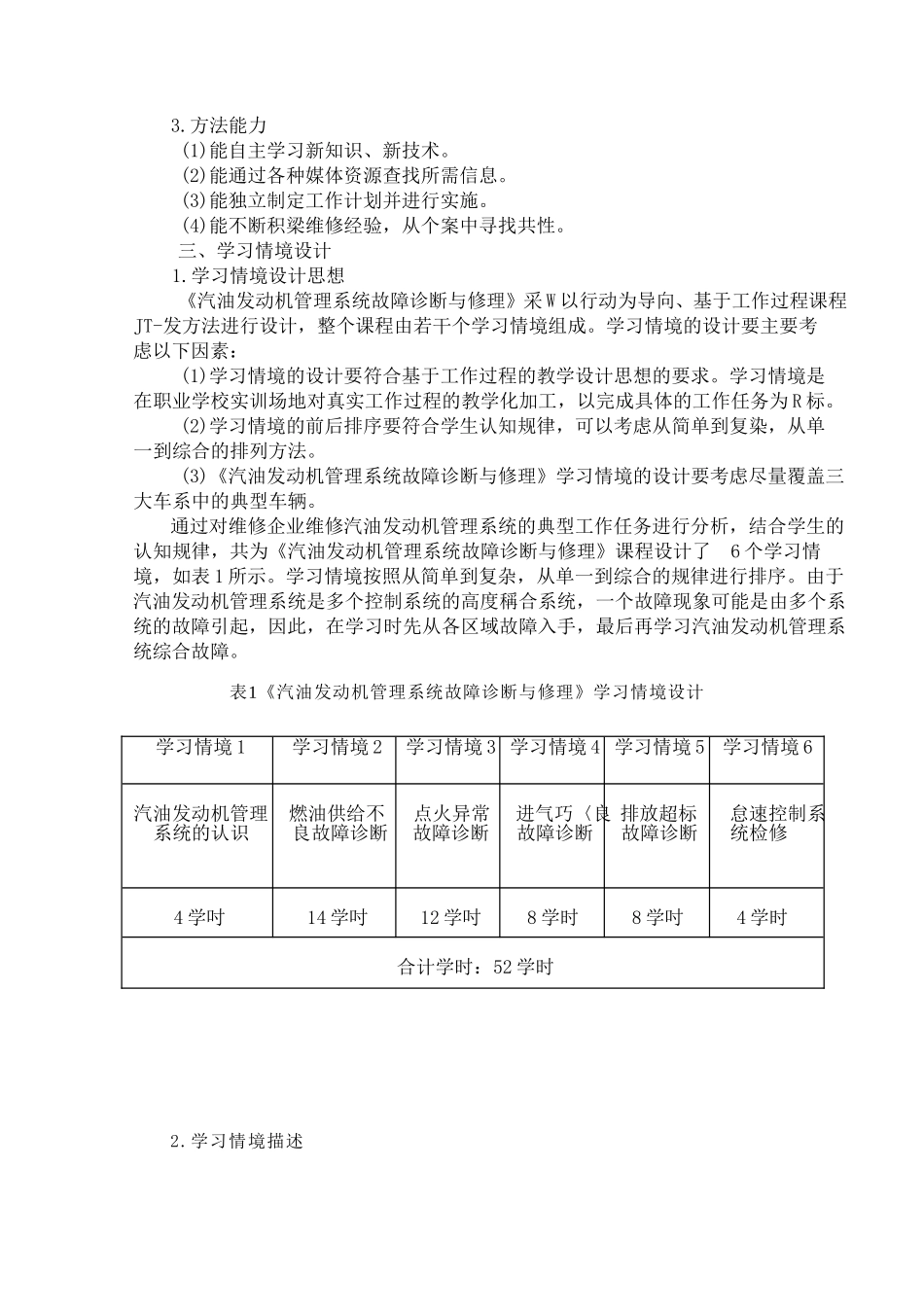 发动机管理系统故障诊断与修理课程标准_第2页