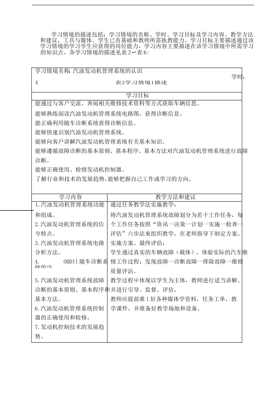 发动机管理系统故障诊断与修理课程标准_第3页