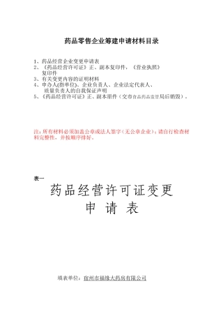 变更申请表许可证