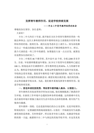 发挥青年教师作用