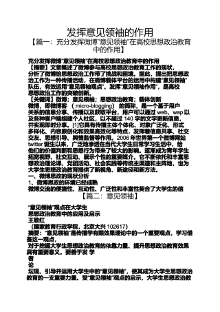发挥意见领袖的作用
