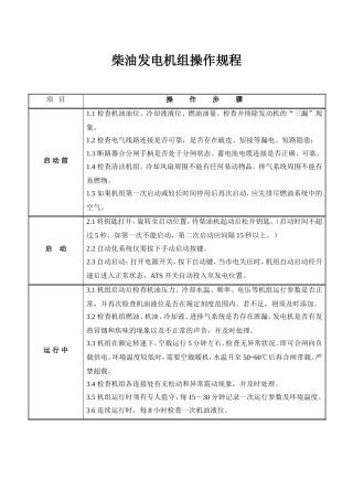 发电机组操作规程和保养细则