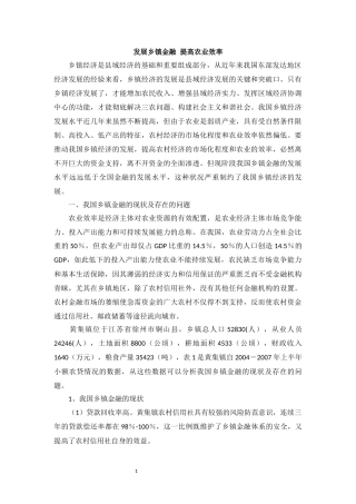 发展乡镇金融-提高农业效率