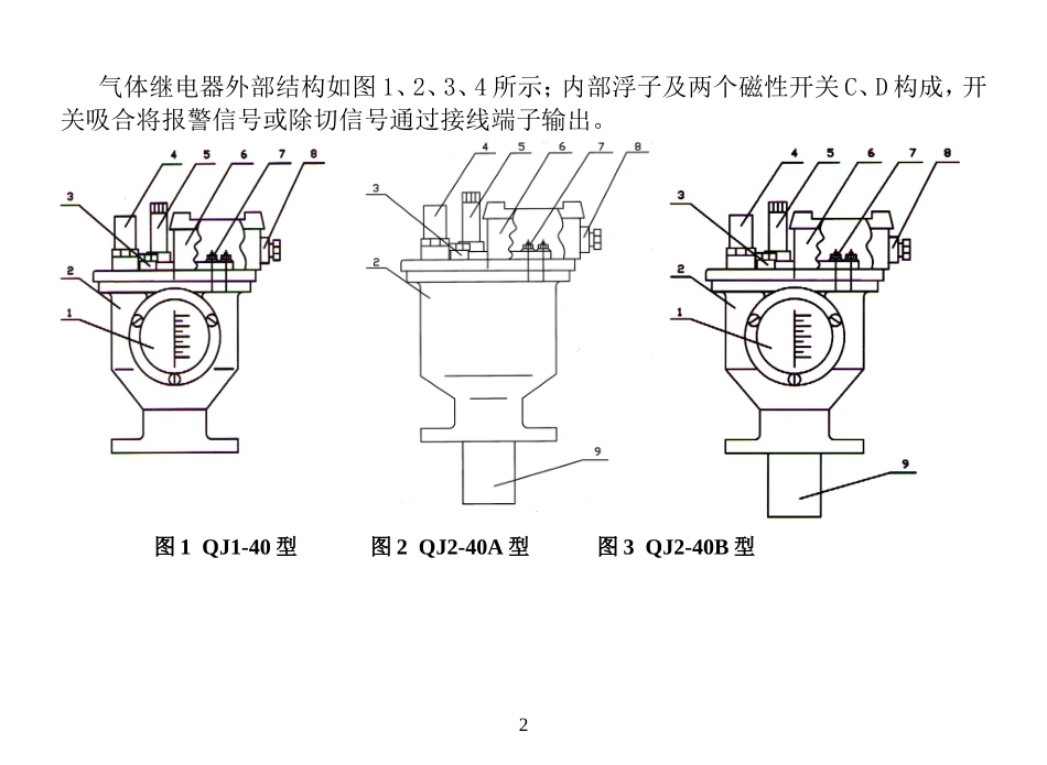 变压器气体继电器QJ-40说明书_第3页