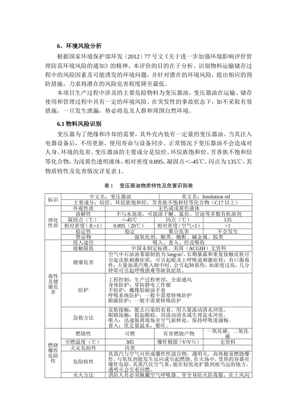 变压器项目环境风险分析_第1页