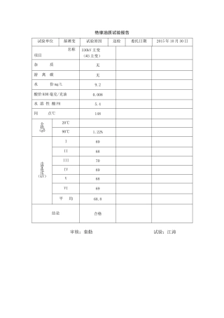变压器油实验报告