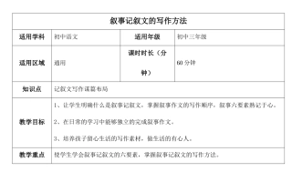 叙事记叙文的写作方法(教案)
