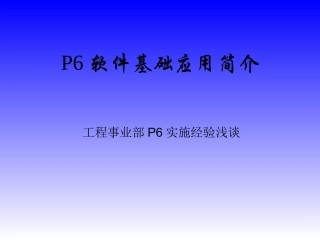 P6培训资料