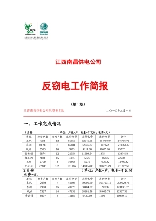 反窃电工作简报(第1期)