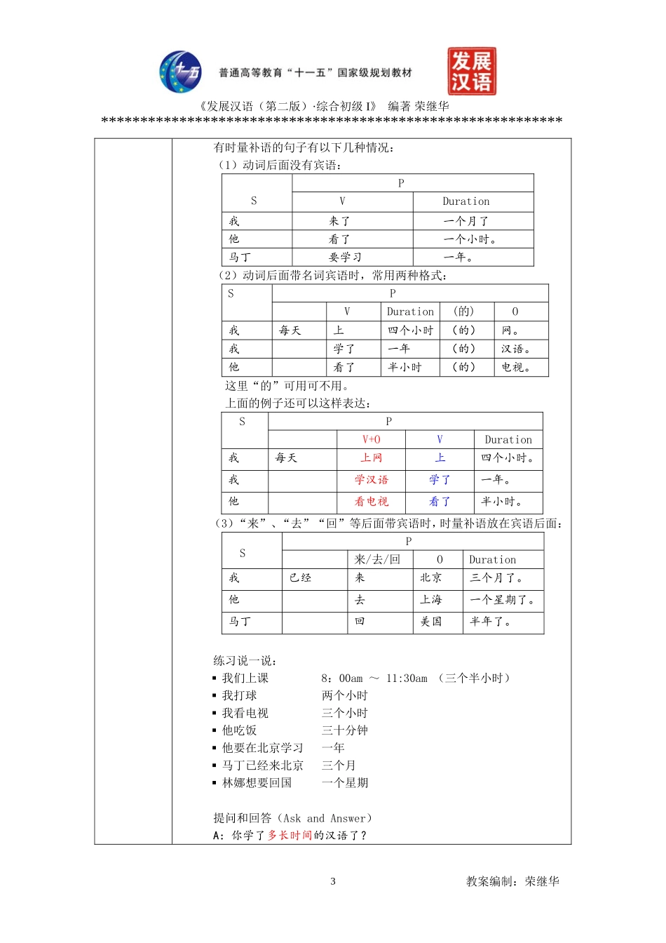 发展汉语初级综合1：第18课教案_第3页
