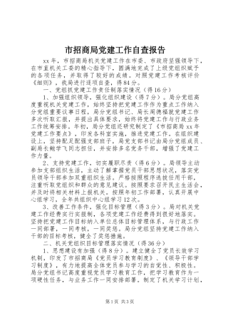 市招商局党建工作自查报告