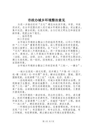 市政办城乡环境整治意见