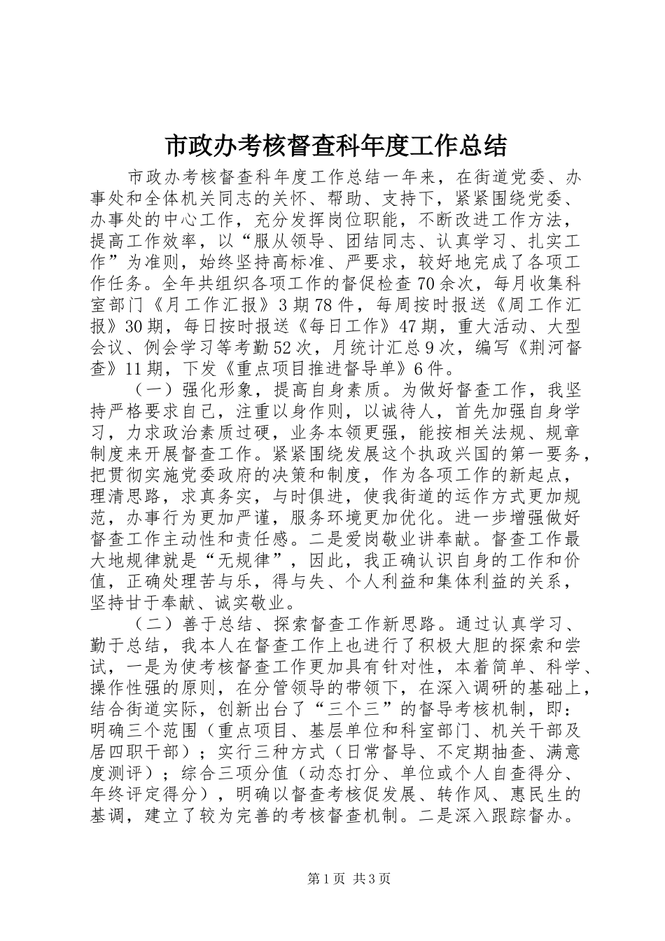 市政办考核督查科年度工作总结_第1页