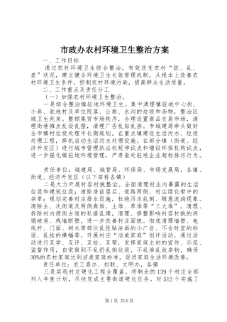 市政办农村环境卫生整治方案