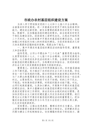 市政办农村基层组织建设方案
