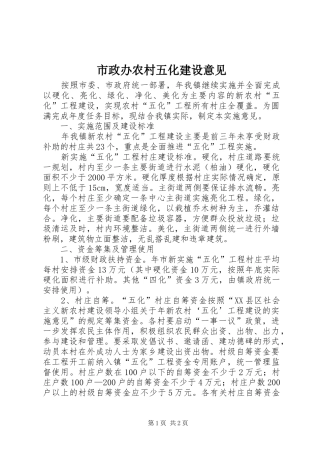 市政办农村五化建设意见