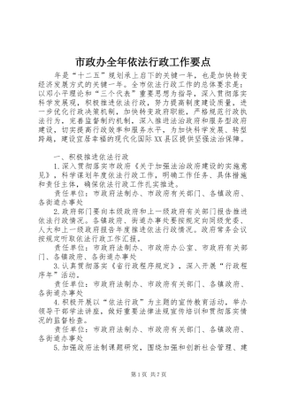 市政办全年依法行政工作要点