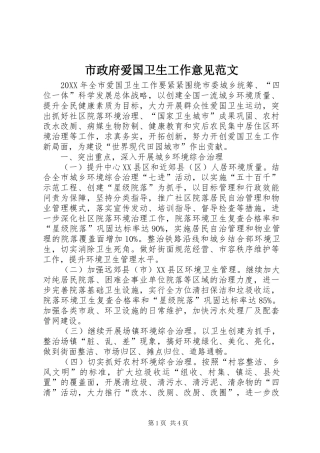 市政府爱国卫生工作意见范文
