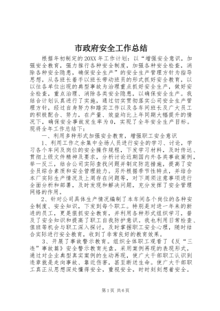 市政府安全工作总结