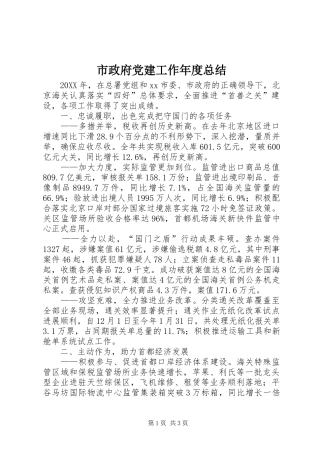 市政府党建工作年度总结