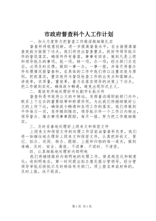 市政府督查科个人工作计划