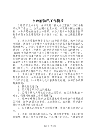 市政府防汛工作简报