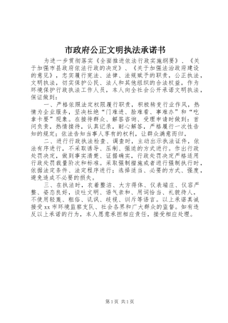 市政府公正文明执法承诺书
