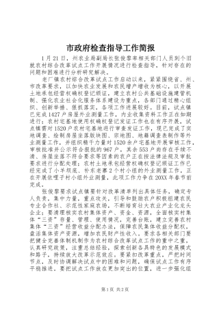 市政府检查指导工作简报