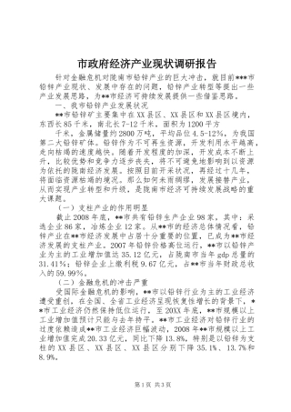 市政府经济产业现状调研报告