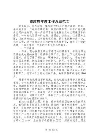 市政府年度工作总结范文