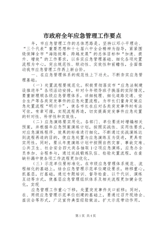市政府全年应急管理工作要点