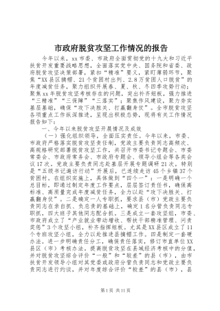 市政府脱贫攻坚工作情况的报告