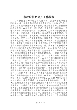 市政府信息公开工作简报